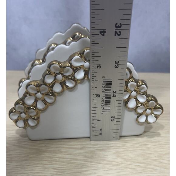 Vintage Verdici Gold & White Daisy Napkins Holder 1968 Lot of 2 Mint Condition - Picture 7 of 9
